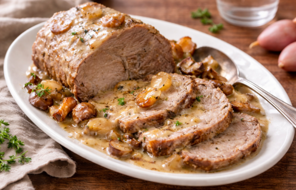 Échine de porc fondante au lait et aux échalotes au Cookeo