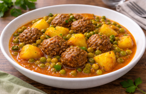 Boulettes de bœuf mijotées aux épices, pommes de terre et haricots cornille au Cookeo