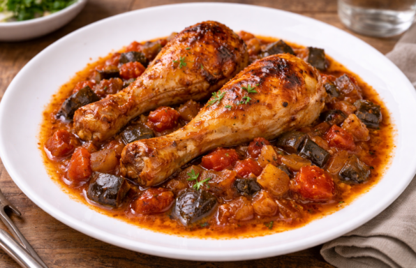Pilons de poulet aux aubergines façon provençale au Cookeo