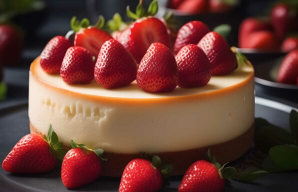 Cheesecake Crémeux au Cookeo Décoré de Fraises