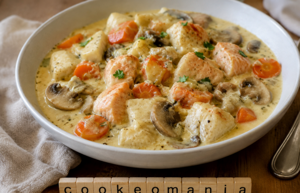 Blanquette de poissons au Cookeo, cabillaud, saumon et sauce crémeuse au paprika