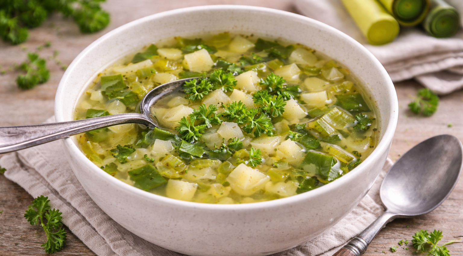 Bouillon léger poireau et pommes de terre au Cookeo
