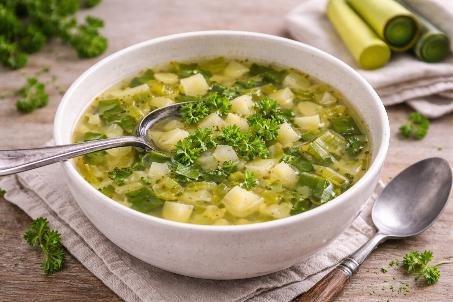 Bouillon léger poireau et pommes de terre au Cookeo