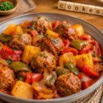 Boulettes sauce basquaise au Cookeo, le plat complet aux pommes de terre et poivrons à l'autocuiseur cookéo