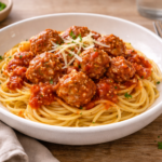 Boulettes à la tomate et pâtes façon trattoria au cookéo