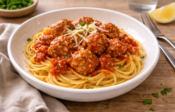 Boulettes à la tomate au Cookeo et pâtes façon trattoria