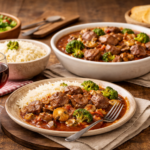 Bœuf au vin rouge, riz et petits légumes au Cookeo : la recette facile et familiale à l'autocuiseur cookéo