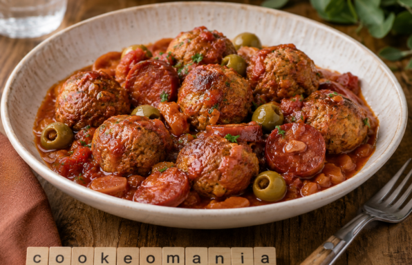 Bœuf à la catalane au Cookeo, boulettes moelleuses au chorizo et olives vertes