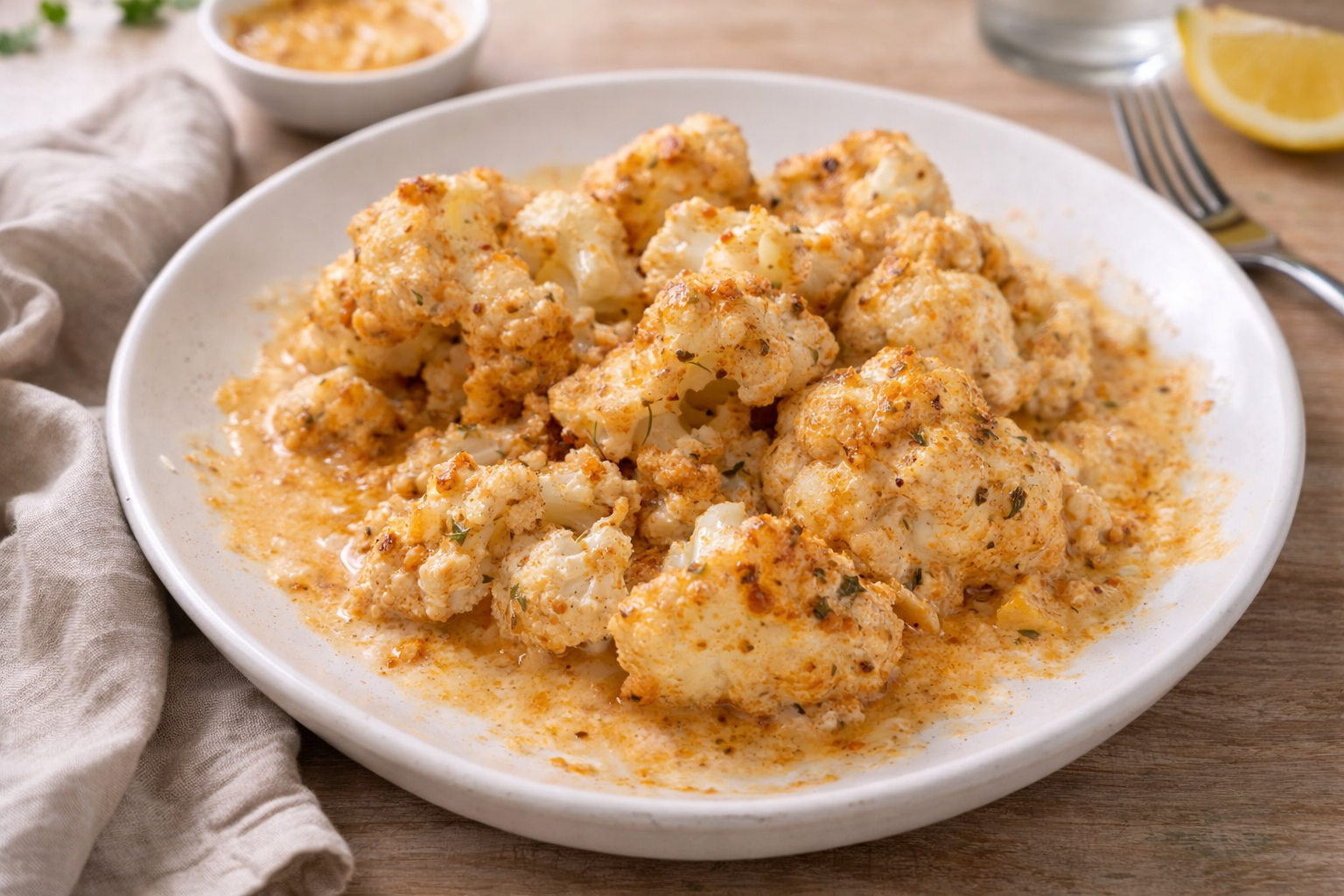 Chou-fleur doré au Cookeo, sauce yaourt citronnée aux épices