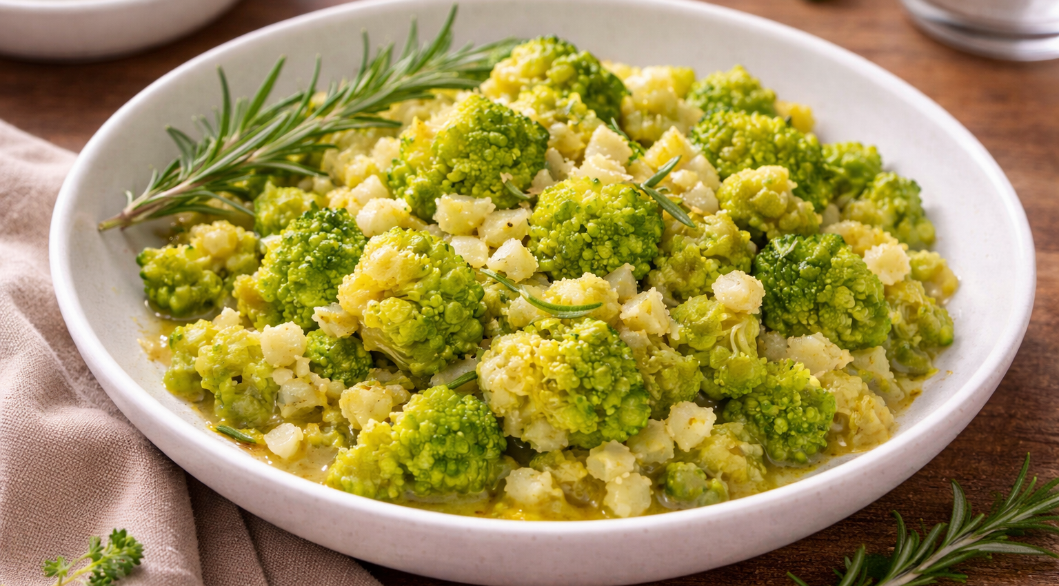 Chou romanesco parfumé au citron et romarin au Cookeo