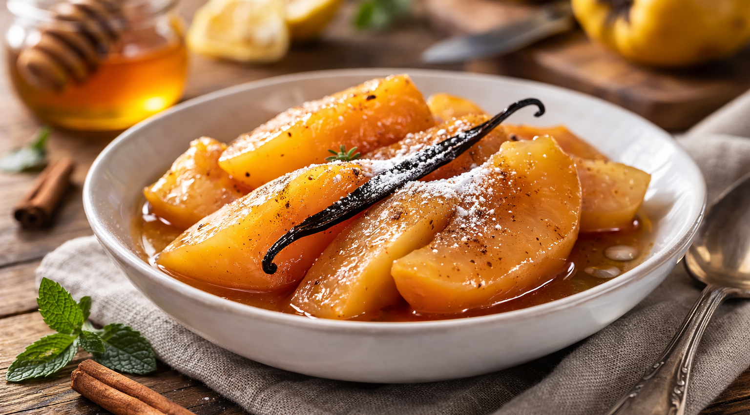 Coings fondants au miel et vanille au Cookeo