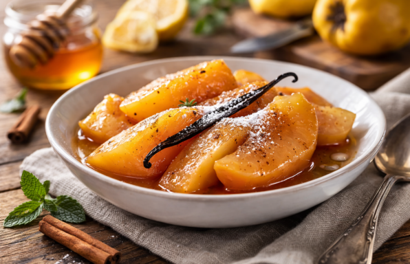 Coings fondants au miel et vanille au Cookeo