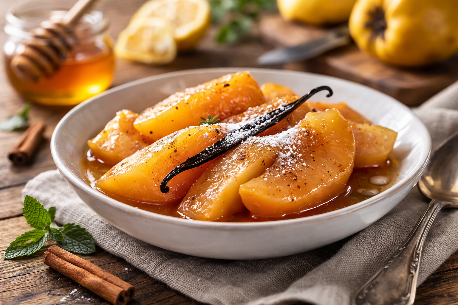 Coings fondants au miel et vanille au Cookeo