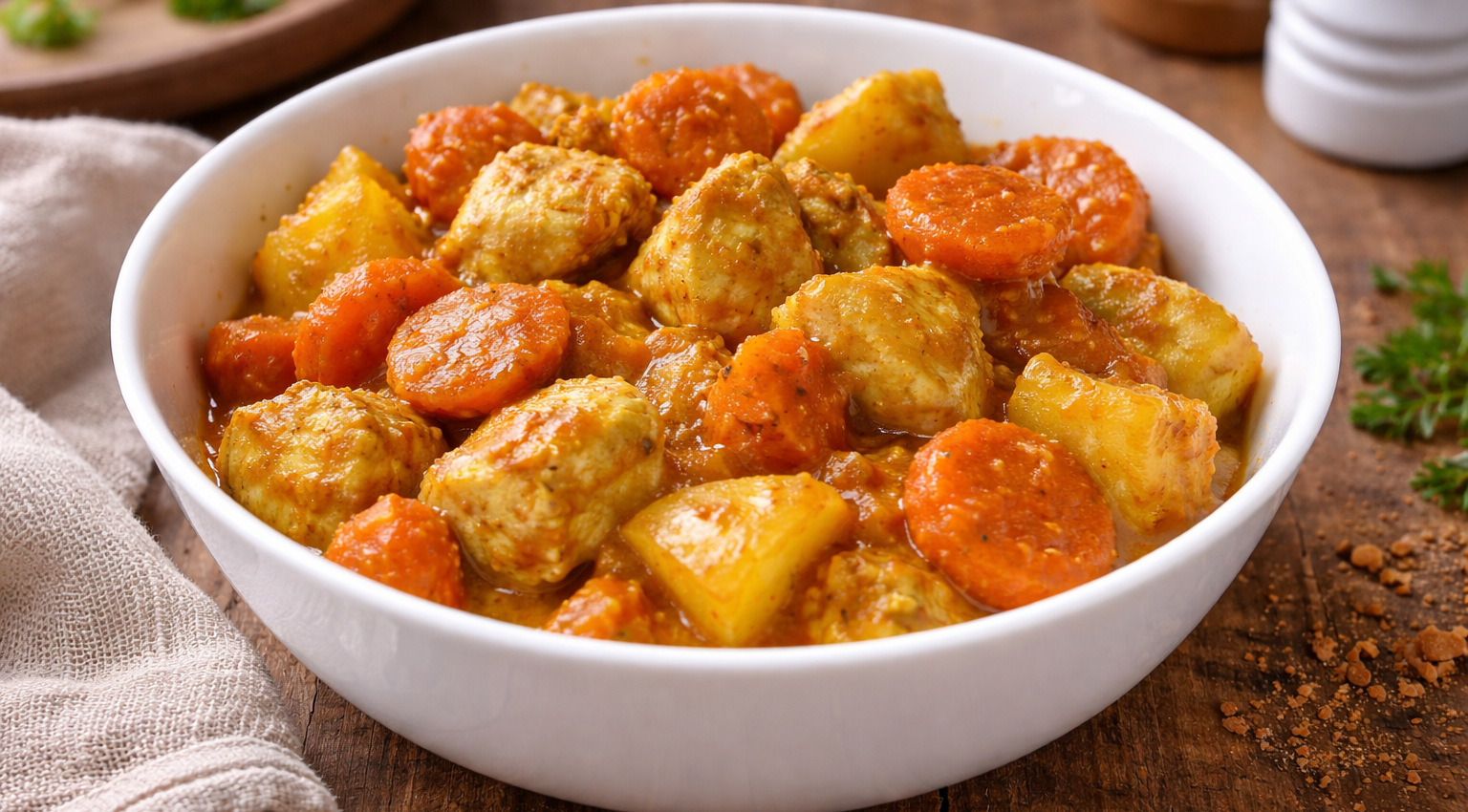 Curry de poulet express au Cookeo, carottes et pommes de terre