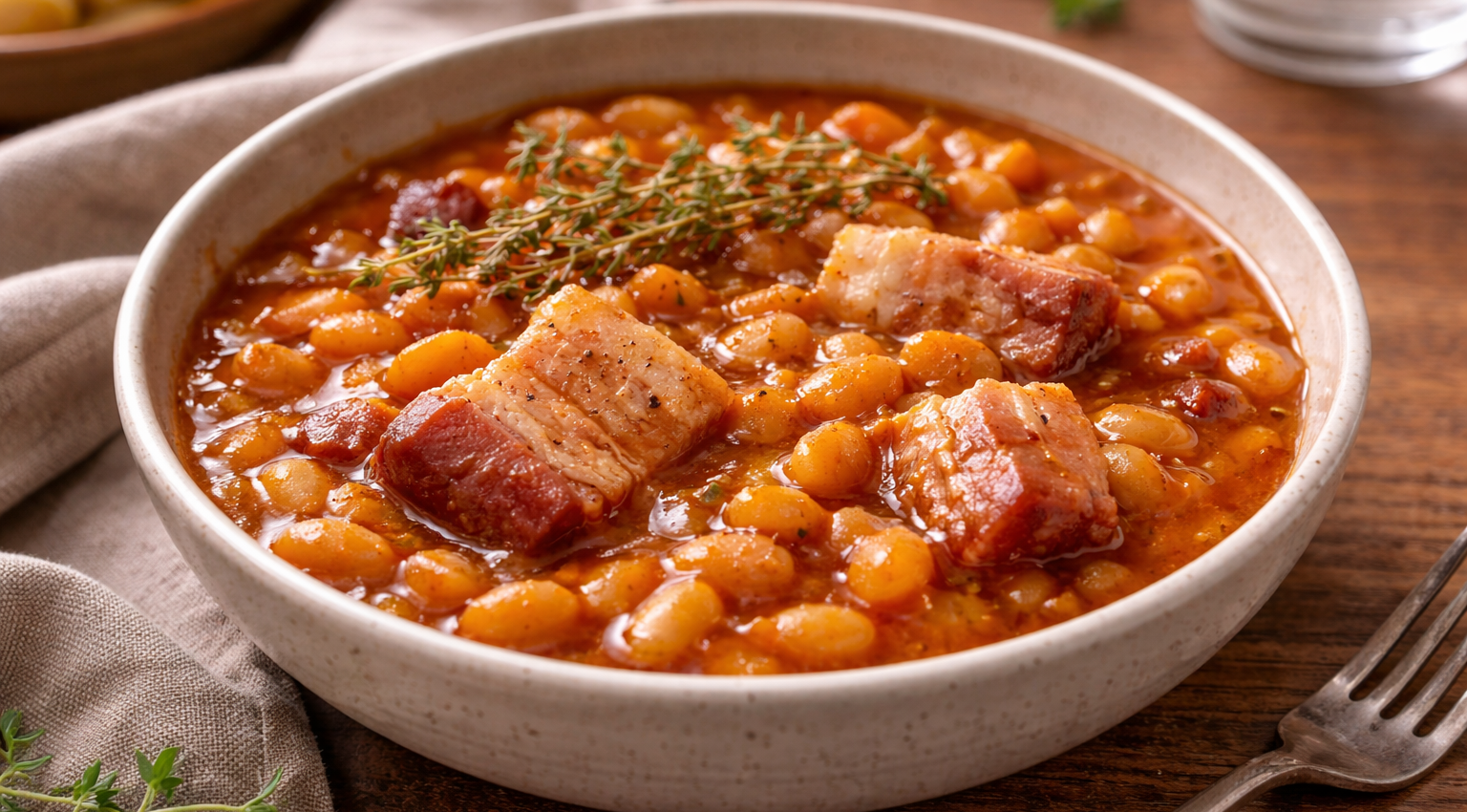 Haricots blancs caramélisés au lard et à l’érable au Cookeo