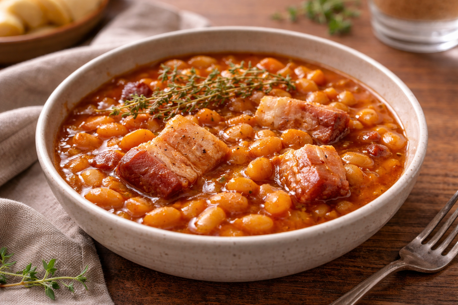 Haricots blancs caramélisés au lard et à l’érable au Cookeo