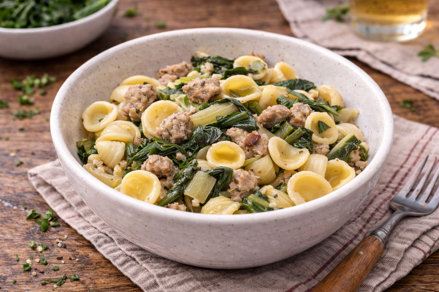 Orecchiette fraîches aux blettes et saucisse au Cookeo