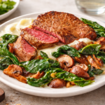 Pavés de bœuf sauce crémeuse au bleu et champignons au cookéo