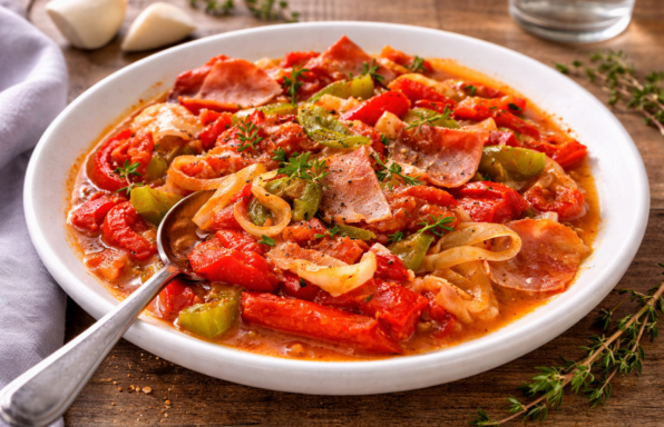 Piperade express au jambon croustillant, spécial Cookeo