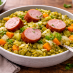 Pois cassés mijotés à la saucisse fumée au multicuiseur Moulinex