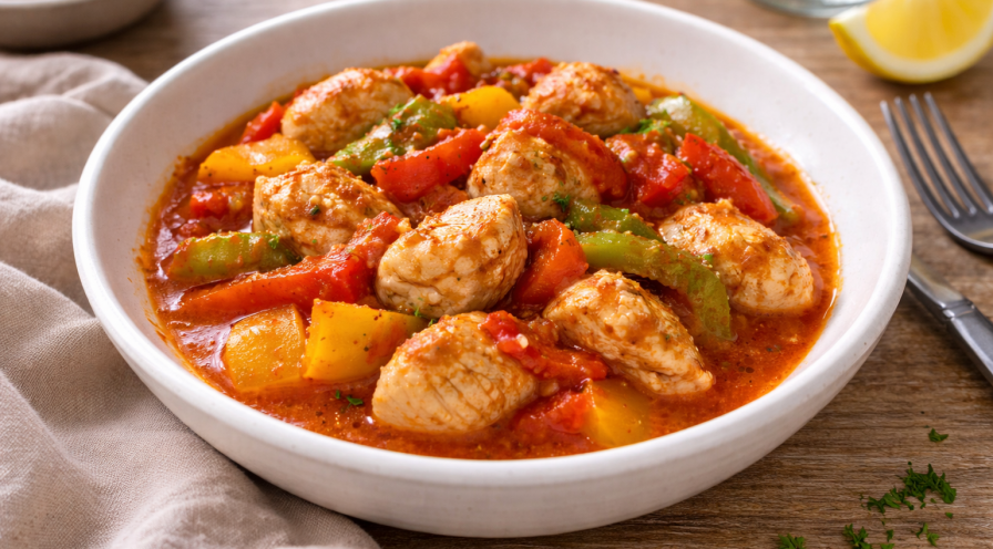 Poulet aux trois poivrons et tomate au Cookeo