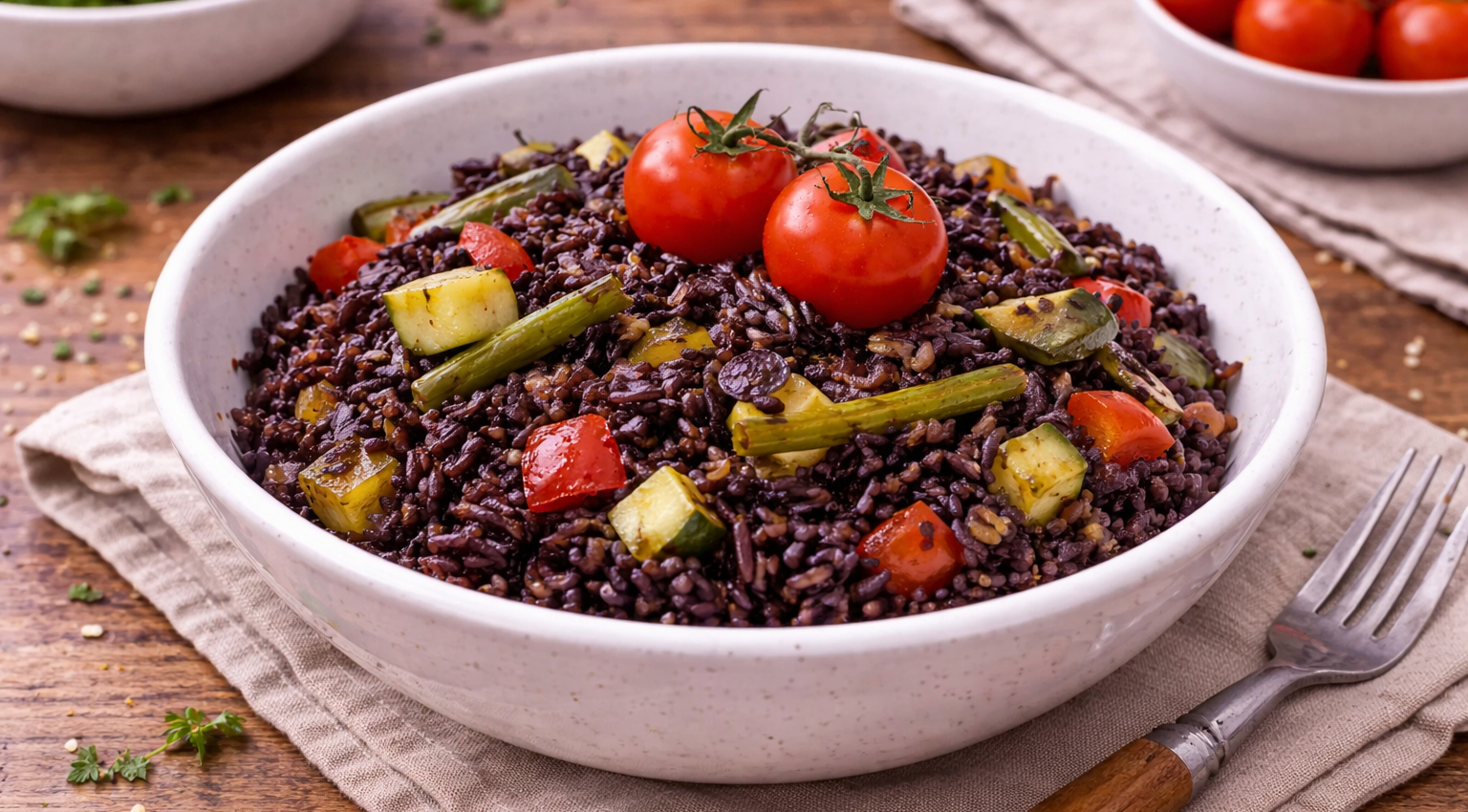 Riz noir aux légumes du soleil au Cookeo
