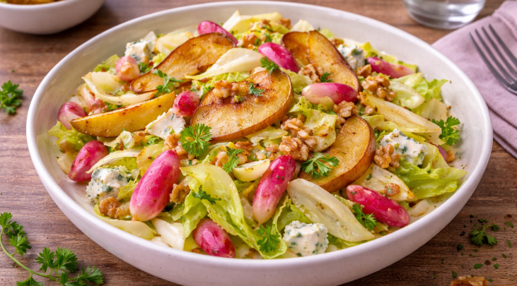 Salade croquante d’endives aux poires poêlées et bleu (Cookeo)