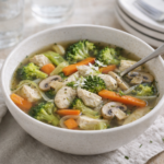 Soupe express poulet, brocoli et champignons au multicuiseur cookéo