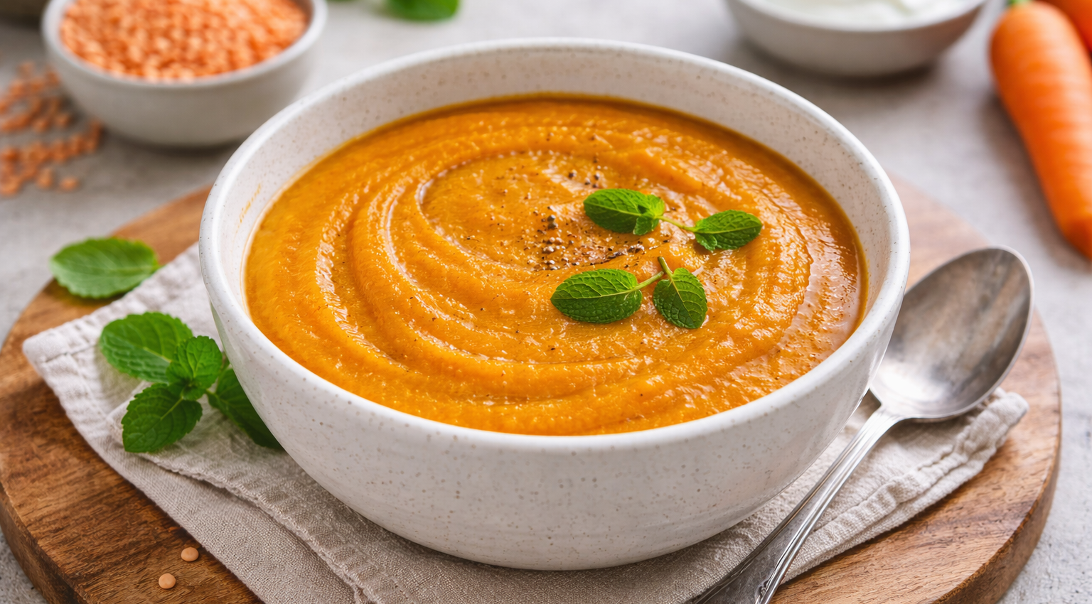 Velouté carottes et lentilles corail au Cookeo