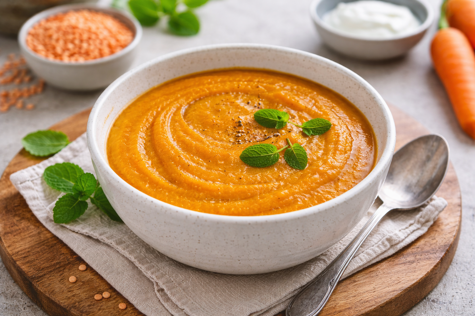 Velouté carottes et lentilles corail au Cookeo