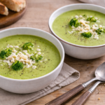 Velouté vert brocoli, chèvre et légumes au cookéo