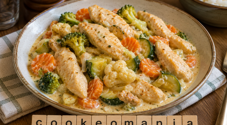 Aiguillettes de poulet aux légumes surgelés au Cookeo, le plat léger et crémeux prêt sans prise de tête