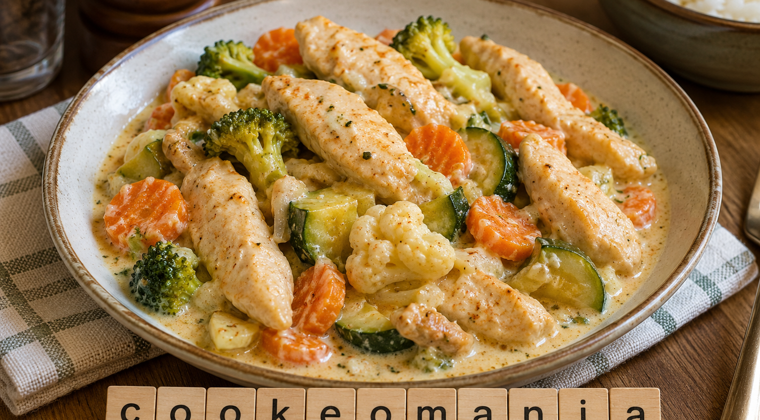 Aiguillettes de poulet aux légumes surgelés au Cookeo, le plat léger et crémeux prêt sans prise de tête