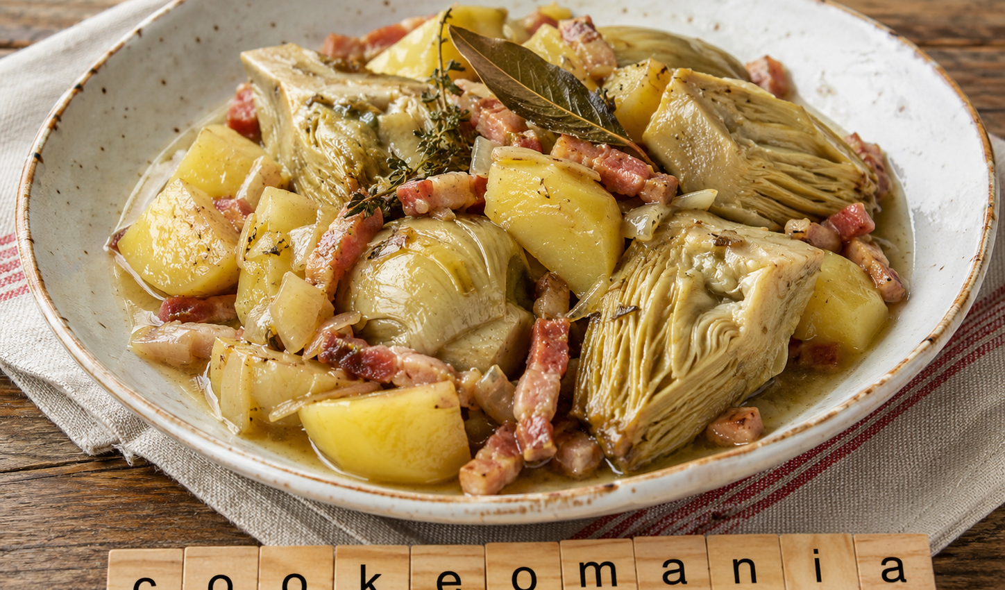 Artichauts en barigoule au Cookeo, pommes de terre fondantes et lardons parfumés