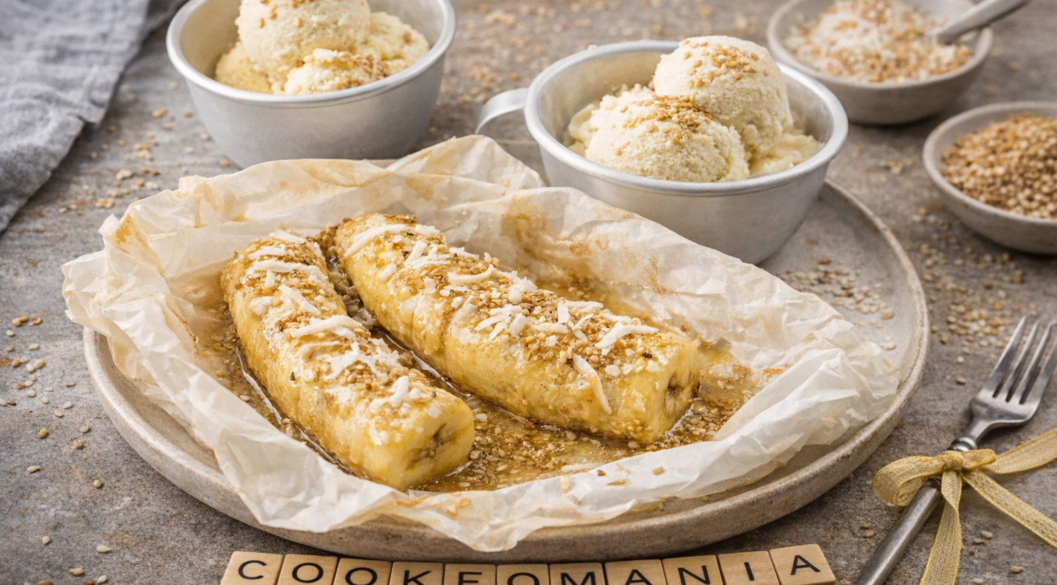 Bananes en papillote au sésame et coco au Cookeo