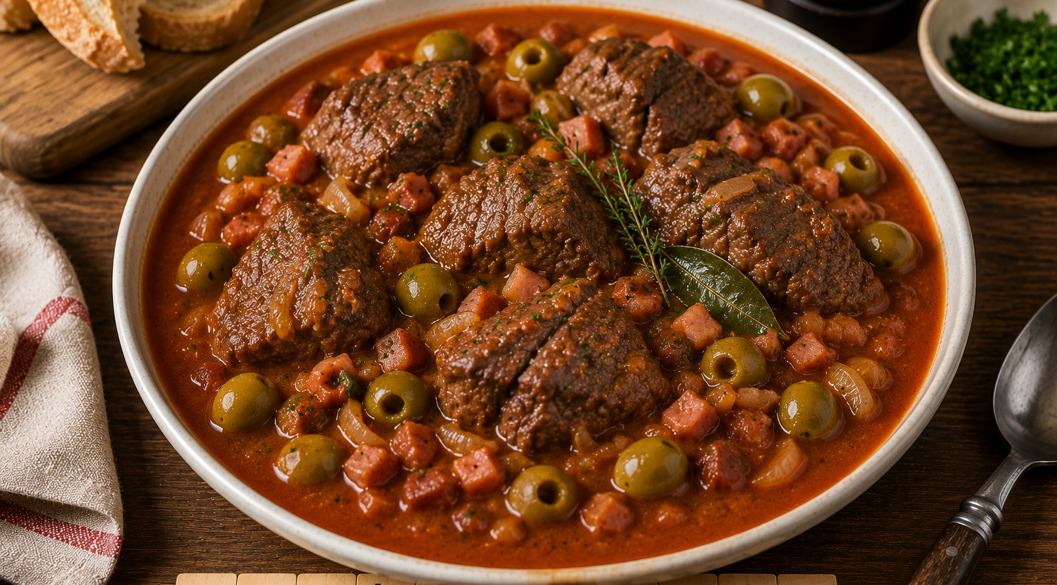 Bœuf aux olives au Cookeo, le mijoté familial à la tomate et au vin blanc