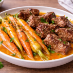 Bœuf fondant aux carottes fanes et jus d’orange au robot multi-cuiseur Moulinex