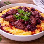 Bœuf mijoté aux cerises noires et polenta crémeuse à l'autocuiseur Moulinex