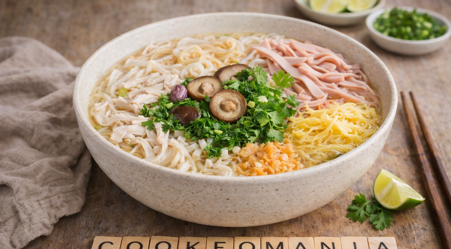 Bouillon vietnamien au poulet, jambon et œufs façon Cookeo