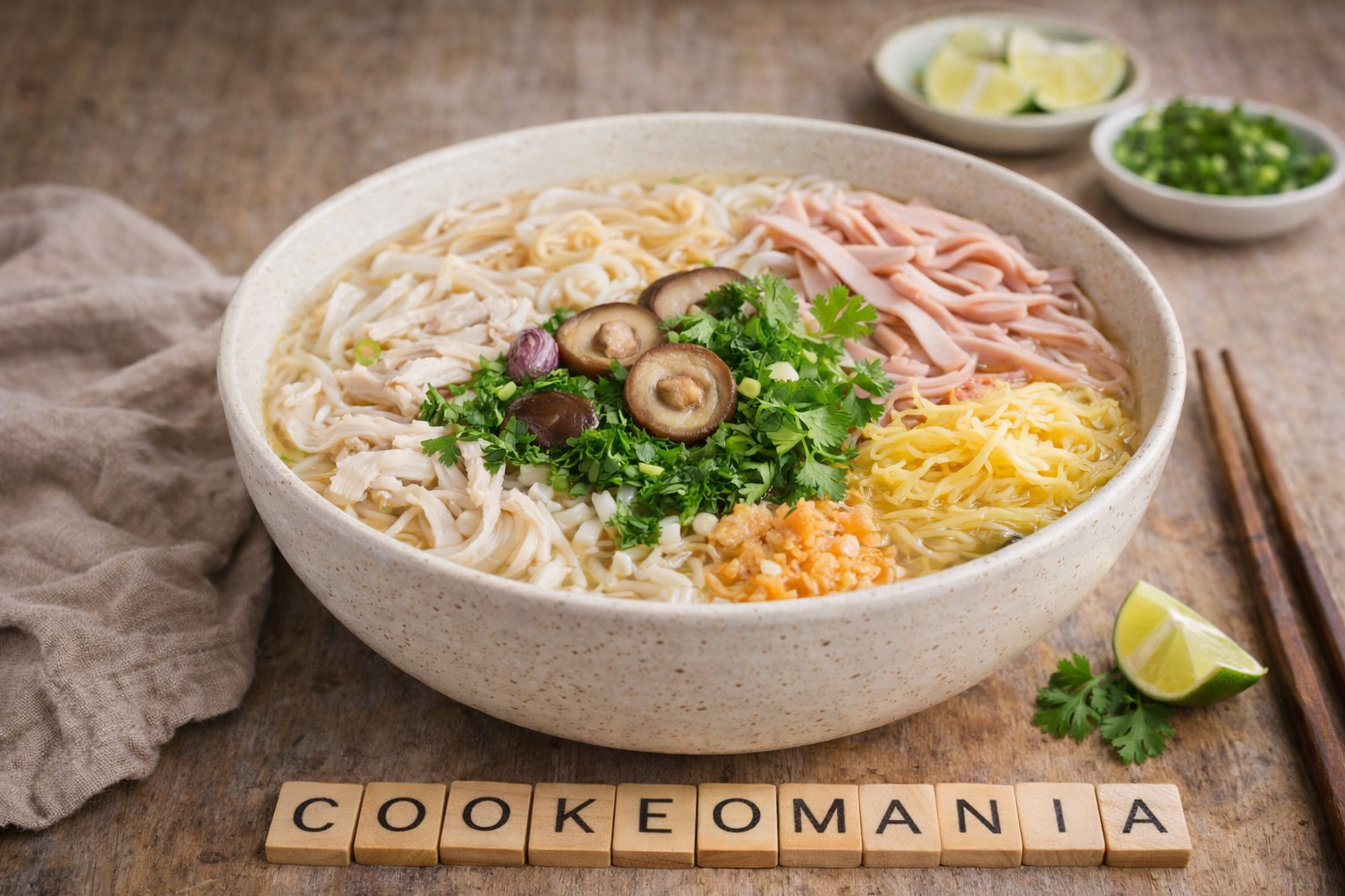 Bouillon vietnamien au poulet, jambon et œufs façon Cookeo