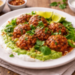 Boulettes d’agneau à la tomate et purée de petits pois au robot multi-cuiseur Moulinex