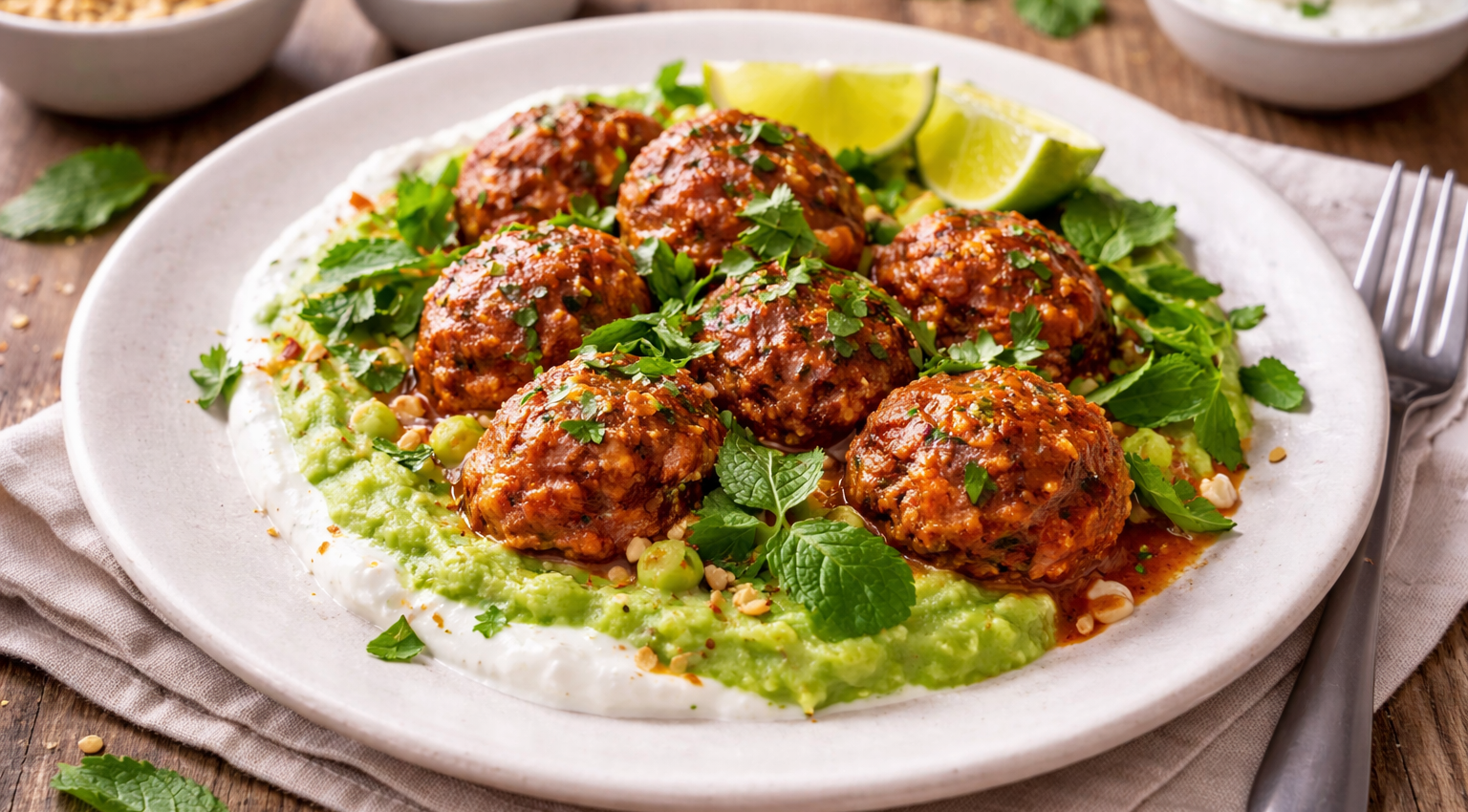 Boulettes d’agneau à la tomate et purée de petits pois (Cookeo)