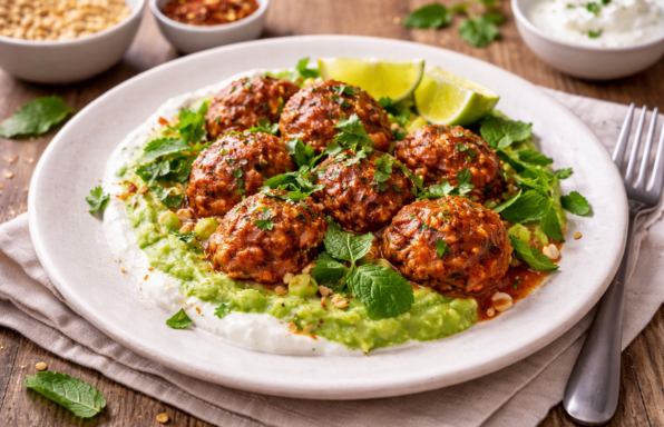 Boulettes d’agneau à la tomate et purée de petits pois (Cookeo)