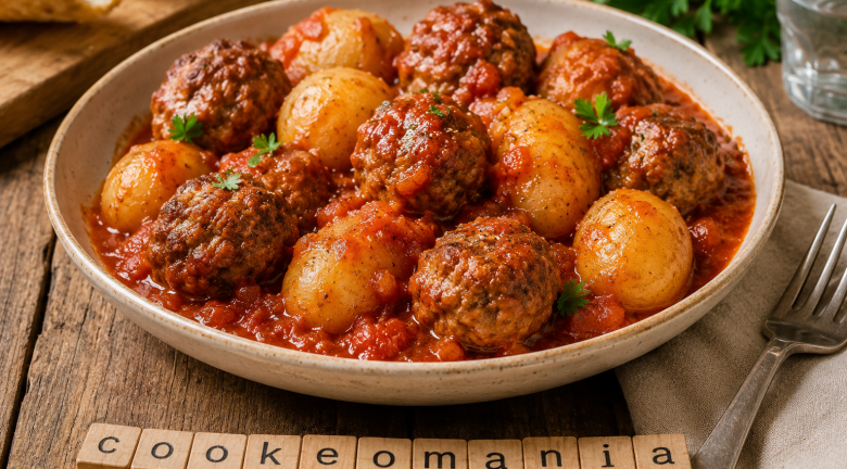Boulettes, pommes de terre et sauce tomate au Cookeo, le plat familial simple et rassasiant