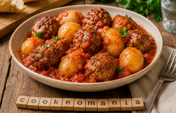 Boulettes, pommes de terre et sauce tomate au Cookeo, le plat familial simple et rassasiant
