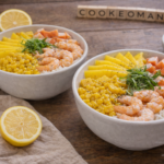 Bowl hawaïen au riz, crevettes et mangue au cookéo
