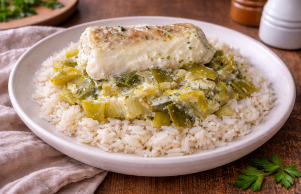 Cabillaud fondant aux poireaux et fromage aux herbes au Cookeo