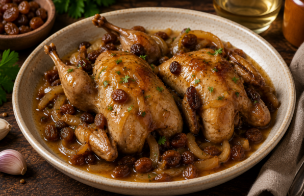 Cailles au miel et raisins secs au Cookeo, la recette sucrée-salée pour un repas de fête facile
