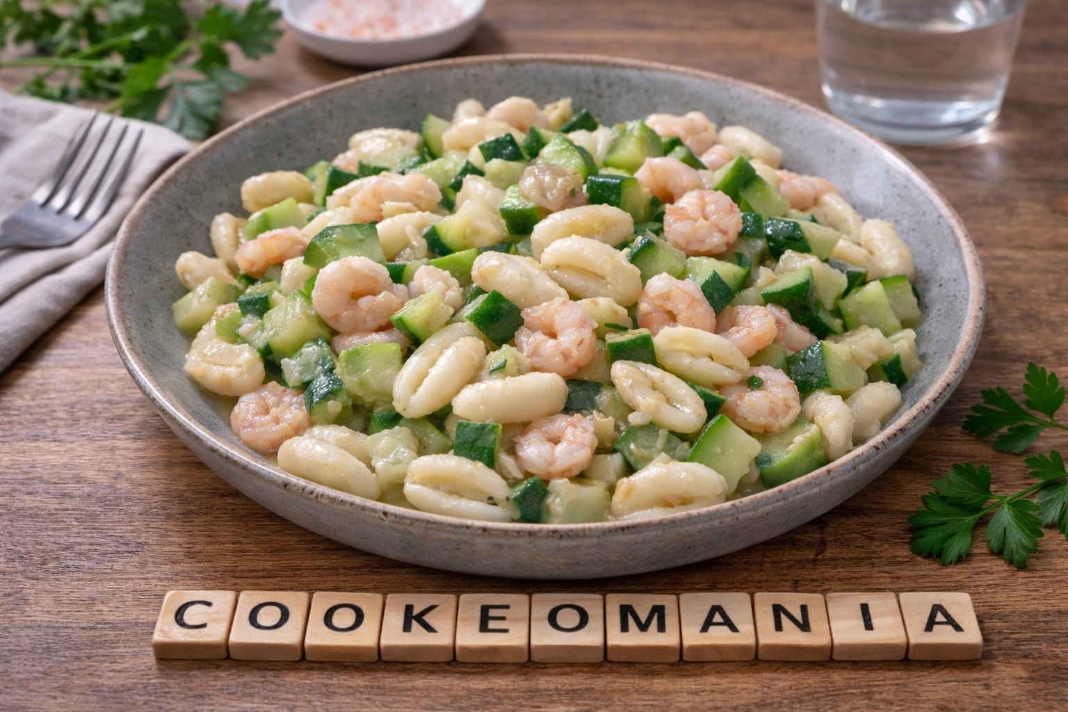 Cavatelli aux courgettes et crevettes au Cookeo