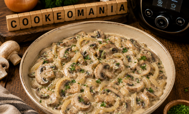 Champignons et oignons à la crème fraîche au Cookeo, l’accompagnement fondant prêt en quelques minutes